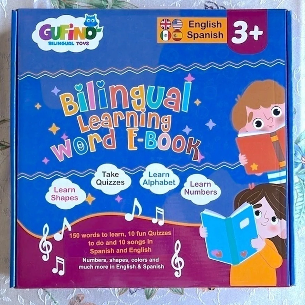 Brand New Bilingual Interactive Learning Word E-Book & Flashcards Toy Spanish